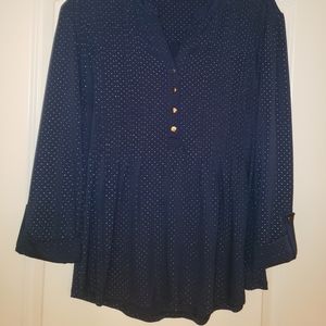 Dark blue blouse with metallic dots